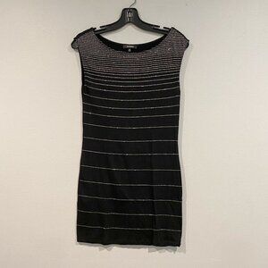 Black and Silver Sparkly Express Mini Dress - Size Extra Small (XS)